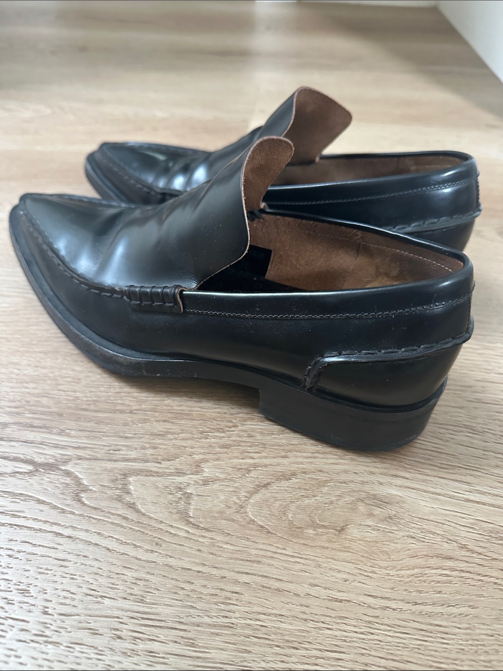 Jil Sander Black Pointed Leather Loafers - Picture 3 of 5